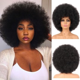 G&T Wig 70\'s Afro Curly Wigs for Black Women Glueless Wear and Soft Black Afro Wigs Large Bouncy and Soft Natural Looking Full Wigs for Daily Party Cosplay Costume Halloweeen(1B)