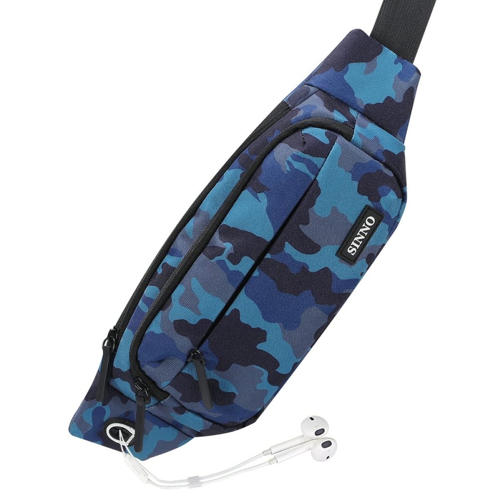 SINNO Camo Fanny Pack for Men Women Crossbody with 4-Zipper Pockets Waterproof Gifts for Running Sport Workout Travel Fishing Hiking Waist Packs Large Phone Bag Wallets Carrying All Phones