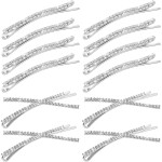 12 Pieces Rhinestone Bobby Pins Decorative Fancy Crystal Hair Clips Shiny Metal X Shaped Barrettes Bling Diamond Wedding Bridal Shower Hair Accessories for Women Ladies Girls (Silver)