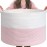 INDRESSME XXXLarge Storage Basket with Handle, Pink Laundry Basket for Nursery Stuffed Animal Storage, Baby Baskets Kids Toy Organizer, 21.7 x 21.7 x 13.8, Pink