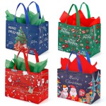YANGTE 12 Pack 13 Large Christmas Gift Bags with Tissue Paper, Reusable Non-Woven Christmas Bag with Handles for Presents Wrapping, Shopping Xmas Party Supplies
