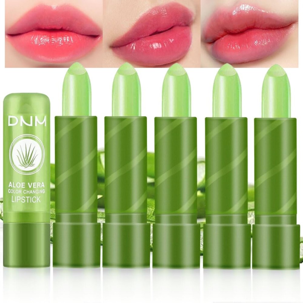 BINGBRUSH Aloe Vera Color Changing Lipstick Queen,Long Lasting Lip Care Nutritious Plumper Lip Balm Moisturizer Magic PH Temperature Color Change Lip Gloss Makeup Set for Women (5 Count (Pack of 1))