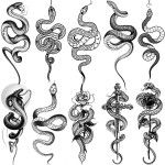 Goromon 10 Sheets Realistic Snake Temporary Tattoos For Women Men Forearm Arm Sexy 3D Tribal Cobra Mamba Viper Serpent Tattoos Temporary Adults Kids Fake Tattoos Sticker Black Sword Rose Flower Tatoos