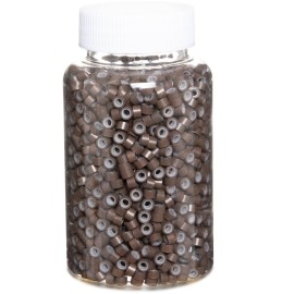 GOTDYA 2500pcs 5mm Brown Extension Beads,Silicone Lined Micro Rings,MicroLink I Tip Weft Beads for Hair Tinsel and Feathers Extensions