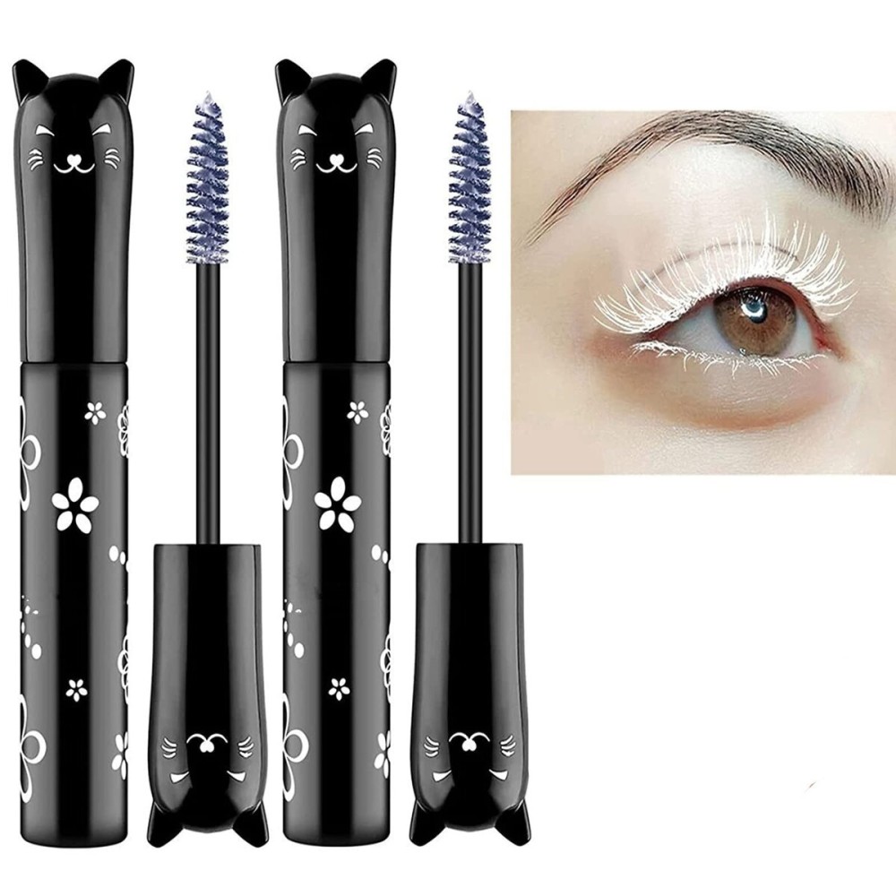LGSZGDCN 6 Colors Cat eye mascara Eyes Makeup Color Mascara Waterproof Fast Dry Eyelashes Curling Lengthening Eye Lengthening, Lifting, Curling (white 2 pcs)