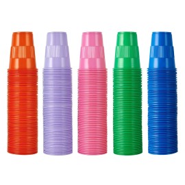 Lilymicky 500 Pack 9 oz Plastic Cups, Disposable Party Drinking Cups in Assorted Colors, 5 Colors, Perfect for Picnics, Celebrations and Christmas Day