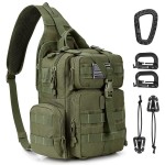 G4Free Large Tactical EDC Sling Bag Backpack, Military Molle Bag Single Strap Shoulder Backpack for Men (New Army Green)