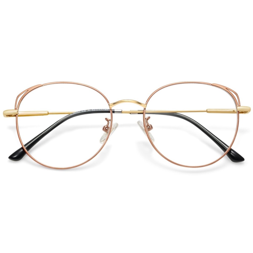 SOJOS Cat Eye Blue Light Blocking Glasses for Woman Hipster Metal Frame Womens Eyeglasses She Young SJ5027, Brown&Gold Frame/Anti-Blue Light Lens