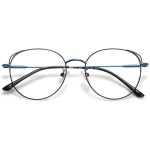 SOJOS Cat Eye Blue Light Blocking Glasses for Woman Hipster Metal Frame Womens Eyeglasses She Young SJ5027, Black&Blue Frame/Anti-Blue Light Lens