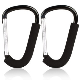 BeiLan Large D-Shape Aluminum Carabiner Hooks: 6.3 x 3.9 - 2Pcs Mommy Hooks for Stroller, Shopping Cart, Pram, etc.