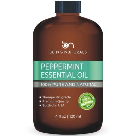 Peppermint Essential Oil - Huge 4 FL OZ - 100% Pure & Natural - Premium Natural Oil with Glass Dropper (Peppermint Oil)