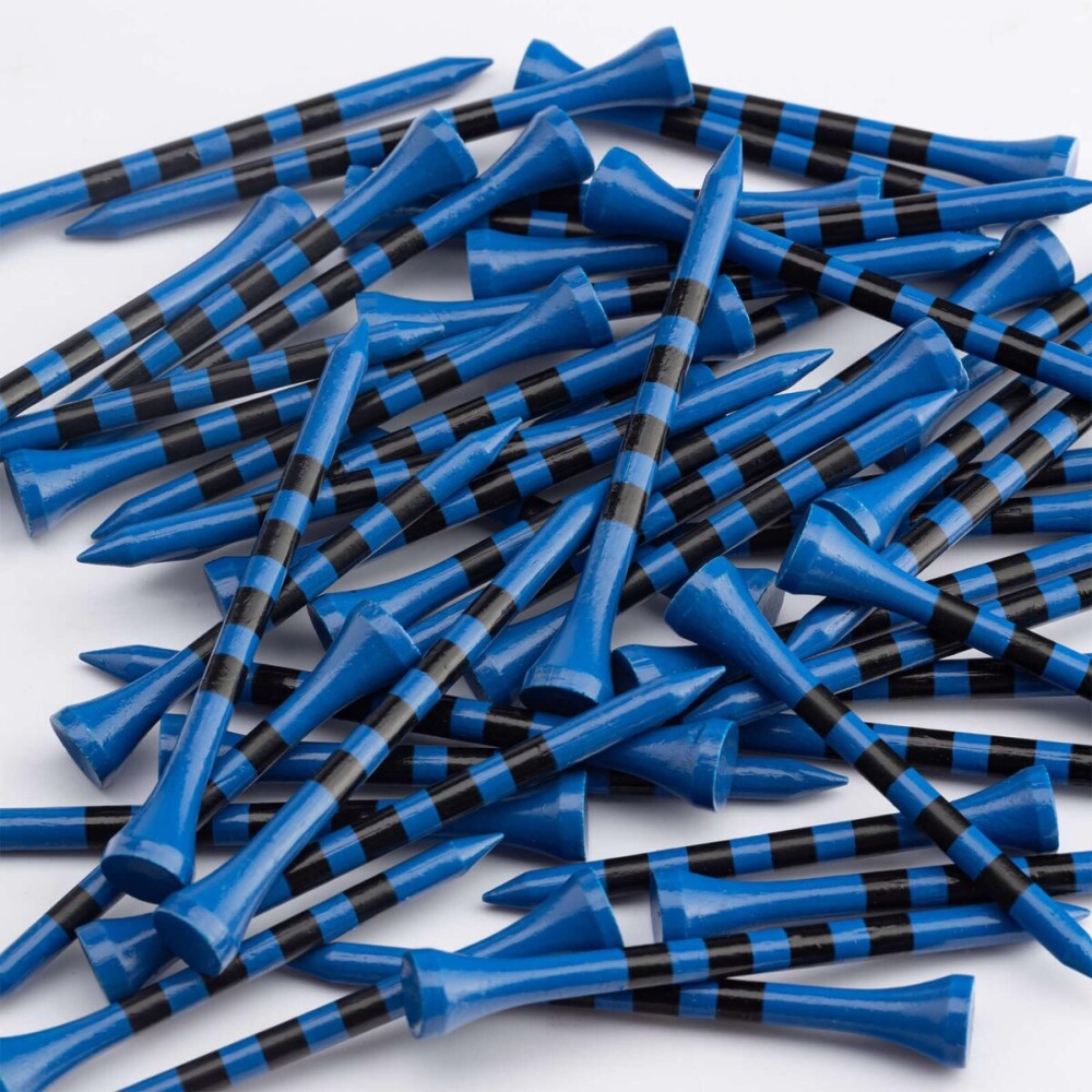 MAZEL Natural Wood/Bamboo Golf Tees 2 3/4 Inch & 3 1/4 Inch,Pack 50 or 120,Reduce Friction & Side Spin,More Stable Golf Tees (50 Pack (25 * 2-3/4+25 * 3-1/4),Blue)