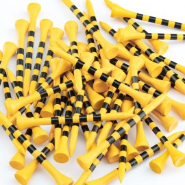 MAZEL Natural Wood/Bamboo Golf Tees 2 3/4 Inch & 3 1/4 Inch,Pack 50 or 120,Reduce Friction & Side Spin,More Stable Golf Tees (50 Pack(25 * 2-3/4+25 * 3-1/4),Yellow)