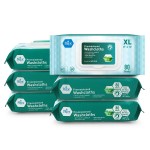 MED PRIDE Extra Soft XL Premoistened Disposable Adult Washcloths 8 X 12 Bath Wipes for Sensitive Skin with Aloe Vera, Case of 480 (80ct, Pack of 6)