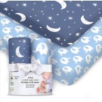 100% Organic Cotton Fitted Sheets for Graco Pack n Play, Babyletto, Pamo Babe, Hiccapop, Dream on Me, Evenflo, Baby Trend, Hygge Hush Portable/Mini Crib/Playards, Beka Bedside Bassinet for Boy 2 Pk