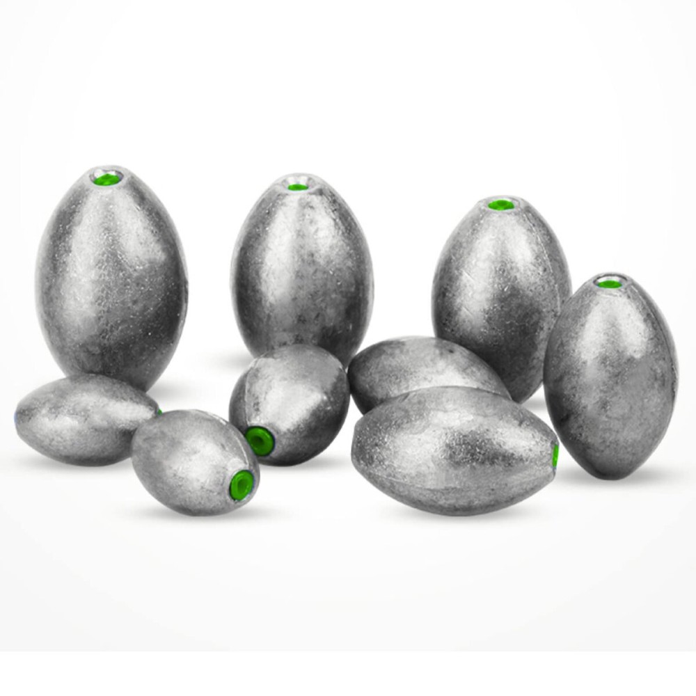 AMYSPORTS Egg Lead Fishing Weights Kit Drop Bass Weights Sinker Tackle Saltwater Casting Fishing Sinkers Set Oval Freshwater 10pcs 3/4oz