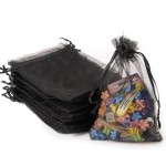 YHJZ 100PCS Organza Bags, 4x6 inches (10x15cm) Small Mesh Bags Drawstring, Black Jewelry Gift Pouches for Wedding, Party, Festival, Bathroom Soaps (Black)