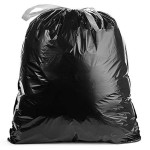 Aluf Plastics 33 Gallon 1 MIL Black Drawstring Tall Kitchen Garbage Bags - 34 x 40 - Pack of 150 - For Home, Kitchen, Restaurant, & Office