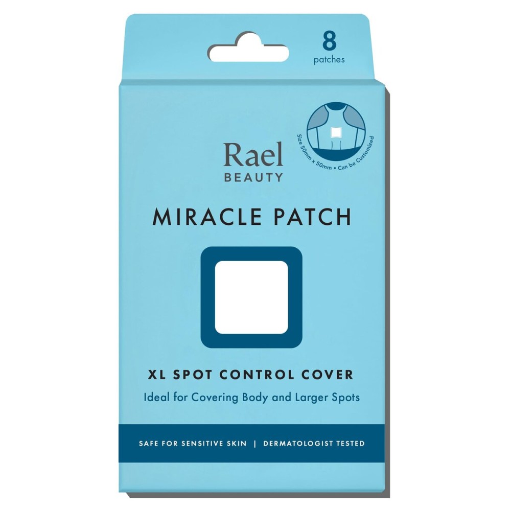 Rael Pimple Patches, Miracle XL Spot Control Cover - Hydrocolloid Acne Pimple Patch for Face, Zits & Blemish, Back and Body, Korean Skin Care (8 Count)