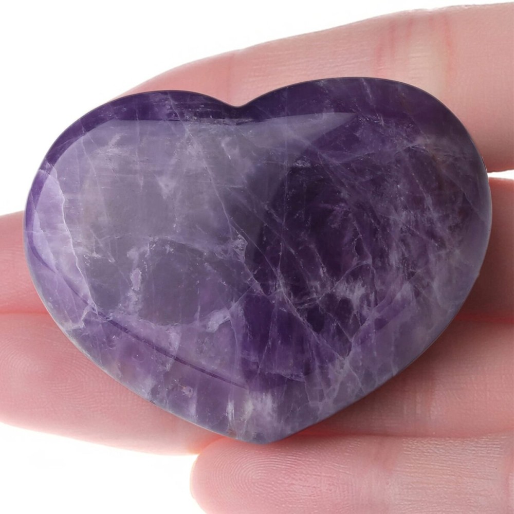 MAIBAOTA 45 mm Amethyst Crystal Rock Large Heart Stone Healing Crystals Gifts for Women Natural Reiki Gemstone Polished Heart Shaped Rocks Meditation