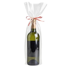 Morepack Cellophane Bags for Wine Bottles,6x18 Inches 100Pcs Clear Wine Gift Cello Bags With Twist Ties (Flat, No Gusset)