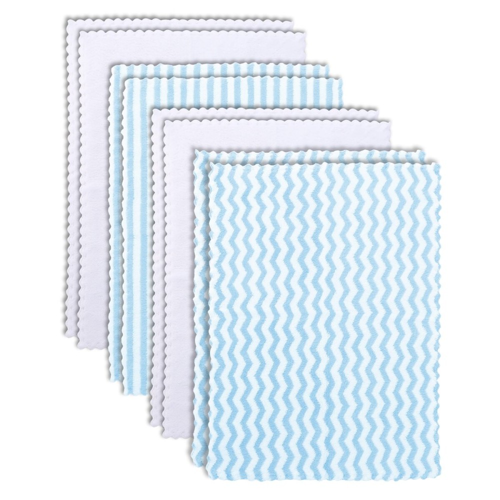 8 Pack Super Soft Baby Burp Cloths, Baby Washcloths, Ultra Absorbent Large Newborn Burping Cloth for Boy and Girl, Milk Spit Up Rags, Unisex for Baby Sensitive Skin, Aquamarine and White,16  12 Inch