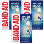 Band-Aid Brand Water Block Flex 100% Waterproof Adhesive Bandages for First-Aid Wound Care of Minor Cuts, Scrapes & Wounds, Ultra-Flexible Design, Sterile, All One Size, 3 x 20 ct
