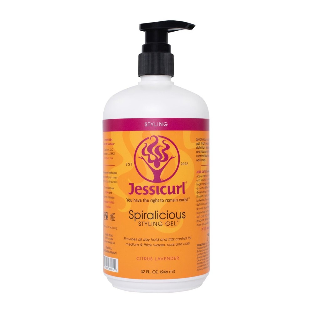 Jessicurl Spiralicious Gel, Citrus Lavender, 32 Fl oz. Curl Defining Hair Product for Frizz Control, All Hair Types