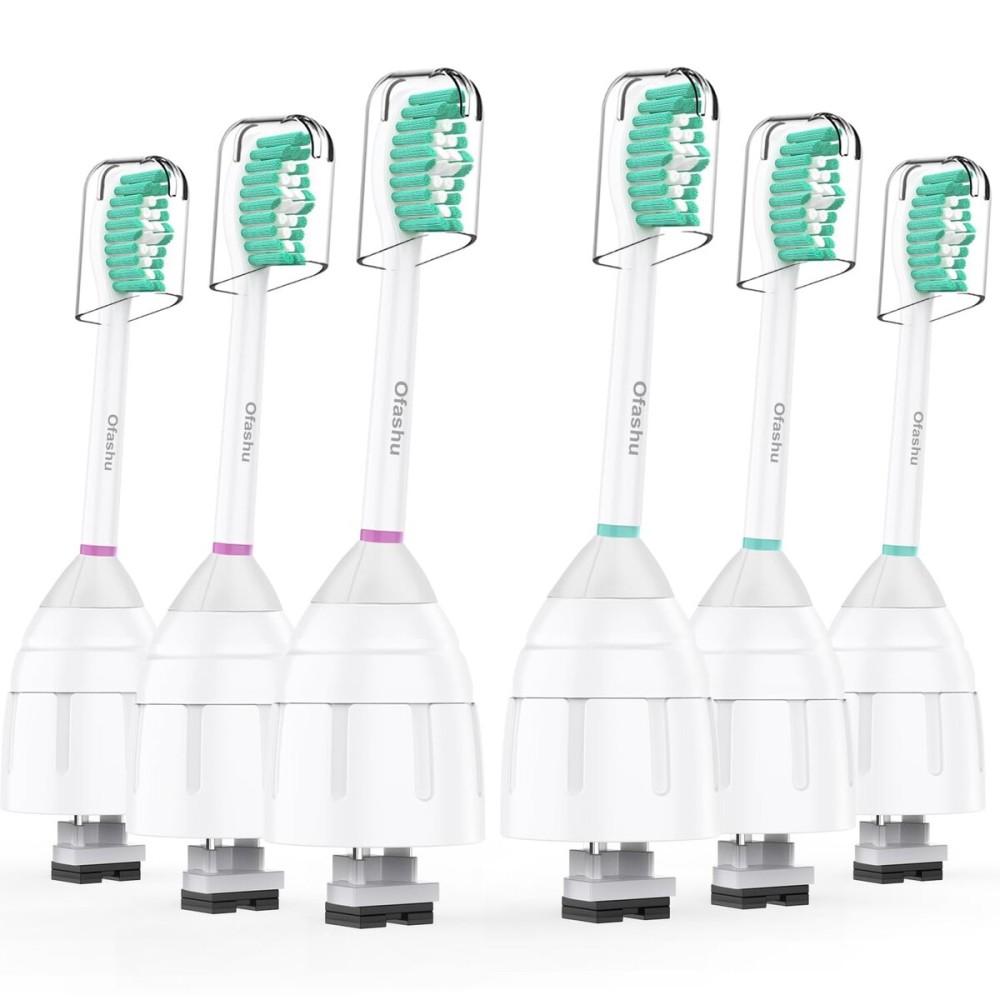 Replacement Heads for Philips Sonicare E-Series - Ofashu Brush Head Compatible with Essence Xtreme Elite Advance 7022 5610 White, 6 Packs Screw-on Electric Toothbrush