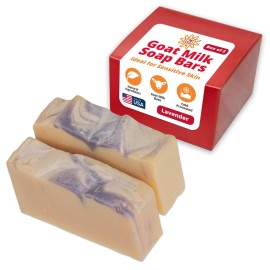 Goat Milk Stuff Goat Milk Soap - LAVENDER | All-Natural Soap, Moisturizing Bar For Hands and Body, For All Skin Types - Handmade, (Box of 2)