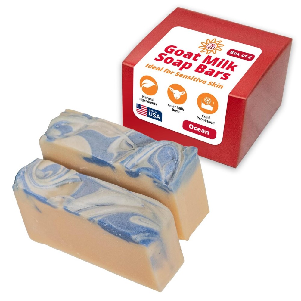 Goat Milk Stuff Goat Milk Soap - OCEAN SOAP | Handmade All-Natural, Goat Milk Soap Bars for Dry Skin Relief, Body & Face Wash for Men and Women, Bar Soap (Box of 2)