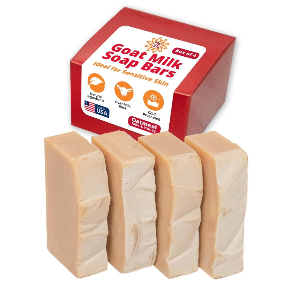 Goat Milk Stuff Goat Milk Soap - OATMEAL MILK & HONEY | All-Natural, Creamy Lather, and Nourishing Soap Bar - Handmade (Box of 4)