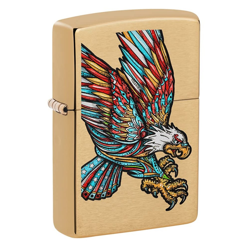 Zippo Tattoo Eagle Design Brushed Brass Pocket Lighter