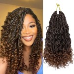 Goddess Box Braids Crochet Hair 12 Inch 8 Packs Pre-looped Bohemian Crochet Boho Box Braids With Curly Ends 3X Crochet Braids Hair for Women Synthetic Braiding (12 inch, T30)
