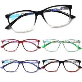 SIGVAN Ladies Reading Glasses Blue Light Blocking Spring Hinge Fashion Pattern Print Eyeglasses for Women (Multicolour 6, 4.00, x)