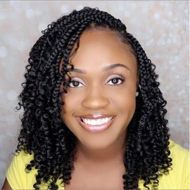 Goddess Box Braids Crochet Hair 10 Inch 1 Pack Pre-looped Bohemian Crochet Boho Box Braids With Curly Ends 3X Crochet Braids Hair for Women Synthetic Braiding Hair (10 inch, 1B)