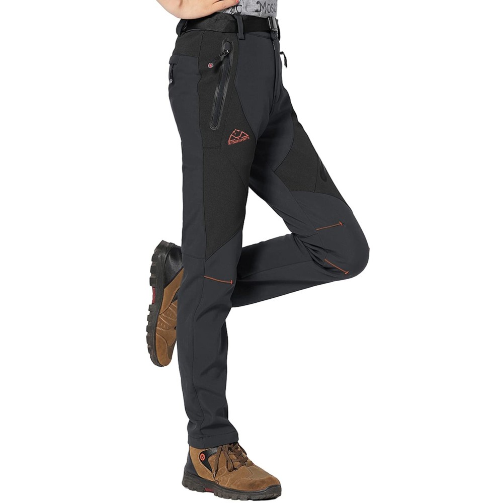 Rdruko Women\'s Winter Hiking Pants Waterproof Windproof Fleece Lined Warm Ski Snow Insulated Pants(Dark Gray, US M)