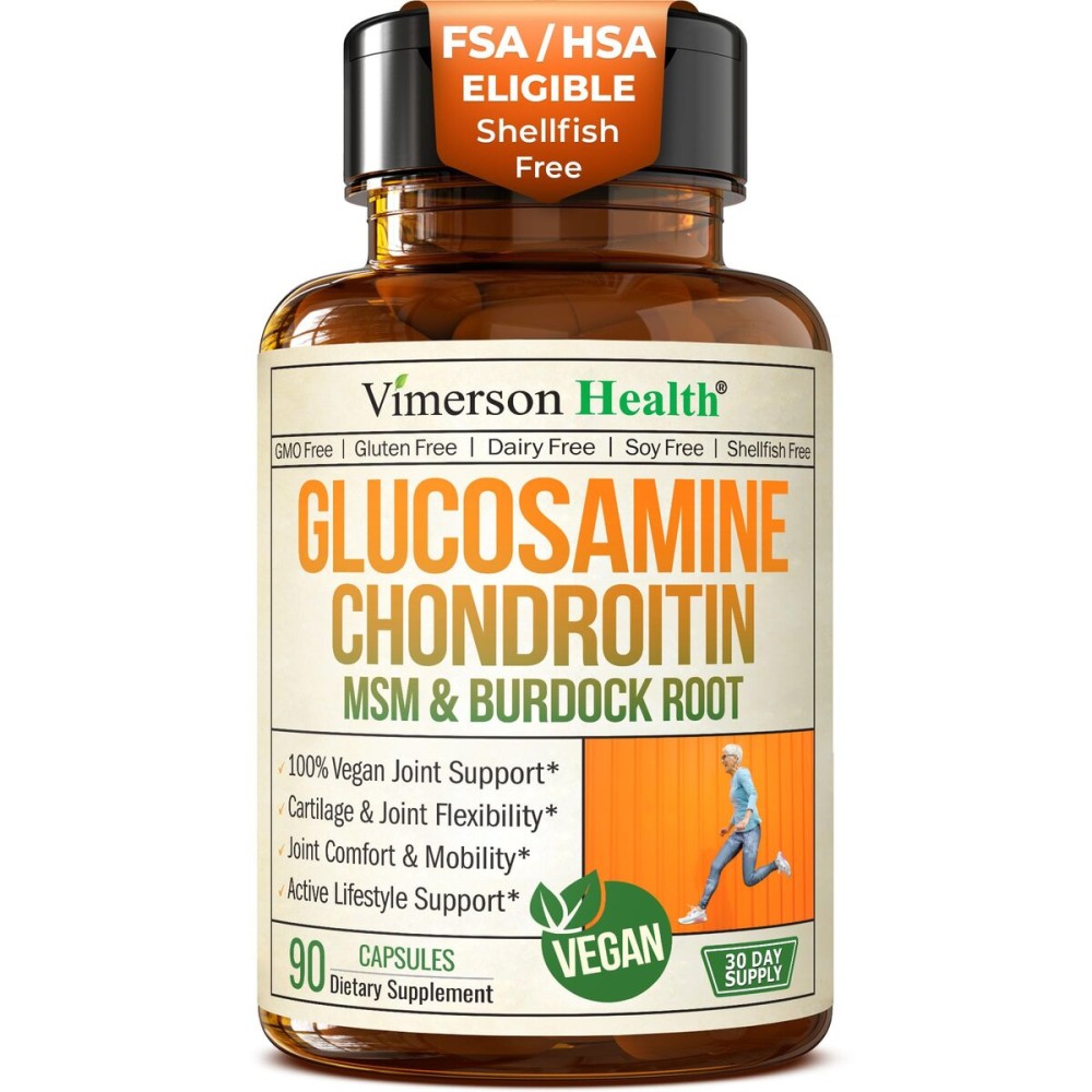 Glucosamine Chondroitin MSM - Joint Support Supplement for Women and Men with Glucosamine Sulfate 1500 mg, Chondroitin and MSM - for Cartilage, Joint Health and Flexibility - 90 Capsules, Vegan