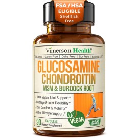 Glucosamine Chondroitin MSM - Joint Support Supplement for Women and Men with Glucosamine Sulfate 1500 mg, Chondroitin and MSM - for Cartilage, Joint Health and Flexibility - 90 Capsules, Vegan