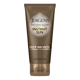 Jergens Natural Glow Instant Sun Tanning Moisturizer + Bronzer, Lightweight Sunless Tanning for Natural-Looking Color, Deep Bronze, 6 Oz
