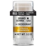 Aluminum-Free Deodorant for Men by Bravo Sierra, 1-Pack -Contains Natural Ingredients -Long Lasting All-Day Odor and Sweat Protection - Citrus and Cedarwood, 3.2 oz -Paraben-Free, Vegan & Cruelty-Free