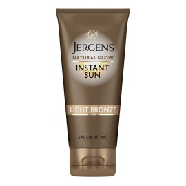 Jergens Natural Glow Instant Sun Tanning Moisturizer + Bronzer, Lightweight Sunless Tanning for Natural-Looking Color, Light Bronze, 6 Oz