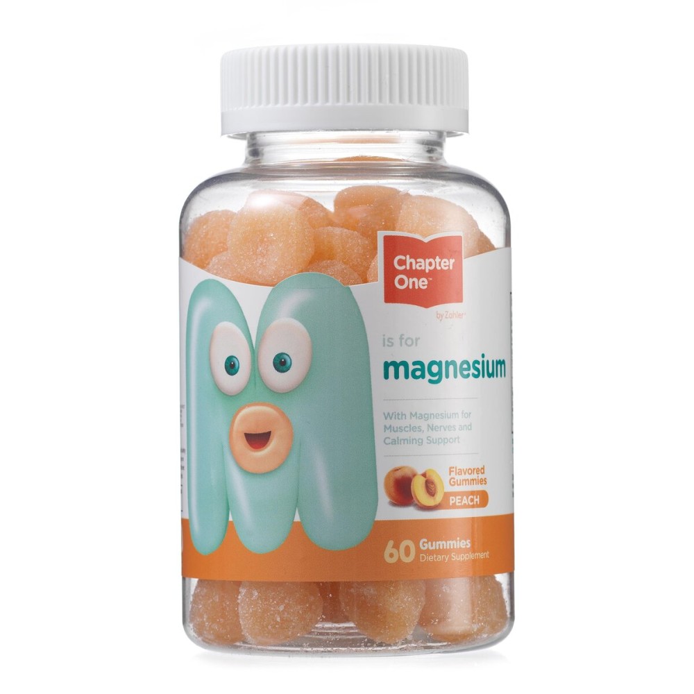 Chapter One Magnesium Gummies, Great Tasting Magnesium for Kids, Calm Kids Magnesium, Magnesium Gummies for Women and Men, Certified Kosher (Peach)