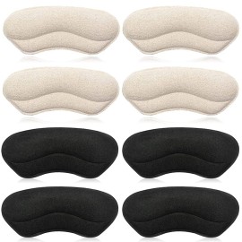 Dr. Foots Heel Grips for Kids and Women, Self-Adhesive Heel Cushion Inserts for Girls and Boys Prevent Heel Slipping, Rubbing, Blisters, Foot Pain - 4pairs (Beige+Black)