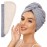 SimpleField 2 Pack Microfiber Hair Towel Wrap for Women, Anti Frizz Quick Drying Hair Turban for All Hair Style, Absorbent and Lightweight (Beige + Grey)