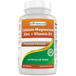 Best Naturals Calcium Magnesium Zinc with Vitamin D3, 300 Tablets - Calcium 1000 mg, Magnesium 400 mg, Zinc 25 mg & D3 600 IU per Serving (3 Tablets)