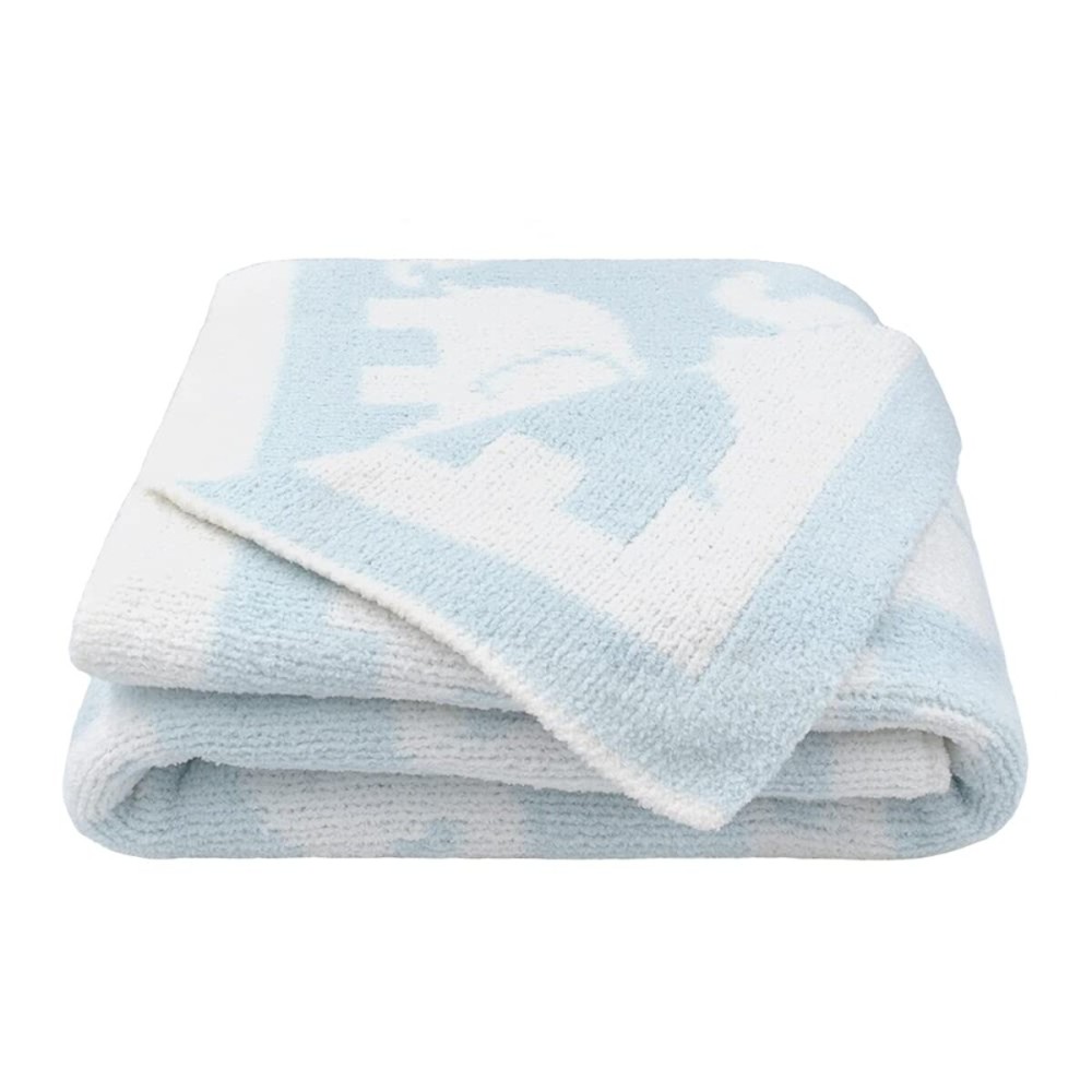 Living Textiles Chenille Baby Blanket - Blue Elephant Ultra Soft, Thick, and Versatile | Warm Blanket for Newborns, Throw Blanket for Crib, Stroller Cover | Perfect Baby Gift 40 x 30 inches