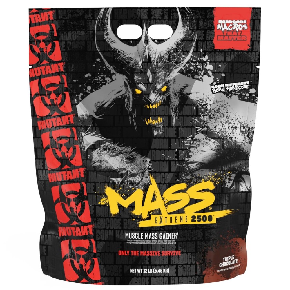 Mutant Mass Extreme Gainer - Whey Protein Powder - Build Muscle Size and Strength - High Density Clean Calories (Triple Chocolate, 12 lbs)