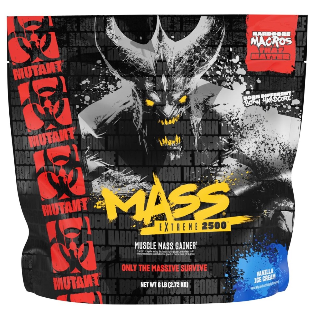 Mutant Mass Extreme Gainer - Whey Protein Powder - Build Muscle Size and Strength - High Density Clean Calories (Vanilla Ice Cream, 6 lbs)