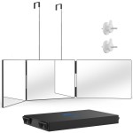 OLIBUY 3 Way Mirror for Hair Cutting, Three Way Mirror for Shaver and Makeup, Height Adjustable with Two Hold Nails, 360 Viewing Angle, Clear Anti-Fog HD Glass